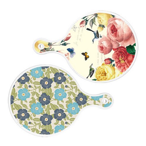 로엠디자인 서빙 원형 보드 도마 PrettyRoses 2p 세트, PrettyRoses, 플라워자황색, 1세트