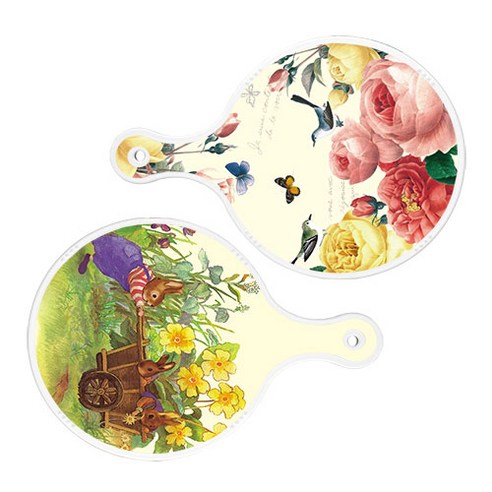 로엠디자인 서빙 원형 보드 도마 PrettyRoses 2p 세트, PrettyRoses, 카사로메오화단, 1세트
