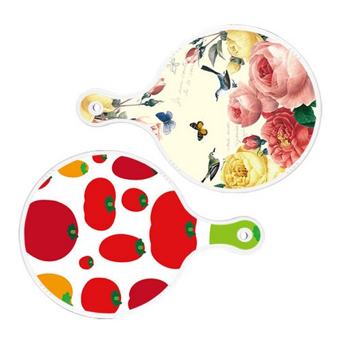 로엠디자인 서빙 원형 보드 도마 PrettyRoses 2p 세트, PrettyRoses, 토마토형상, 1세트