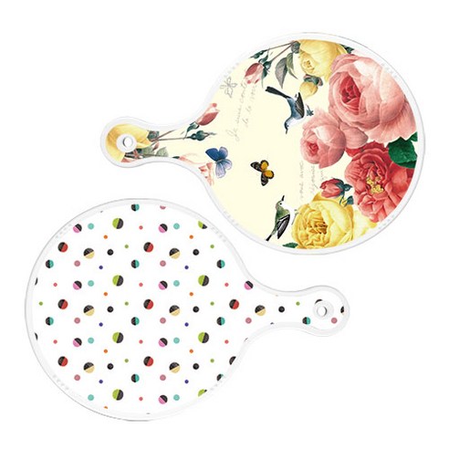 로엠디자인 서빙 원형 보드 도마 PrettyRoses 2p 세트, PrettyRoses, 배색원형, 1세트
