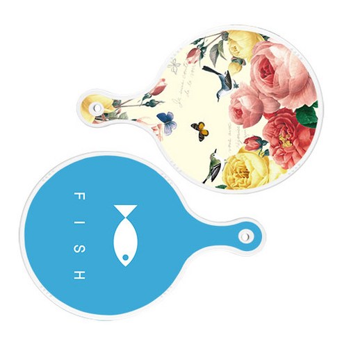 로엠디자인 서빙 원형 보드 도마 PrettyRoses 2p 세트, PrettyRoses, 피쉬블루, 1세트