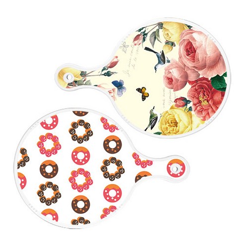 로엠디자인 서빙 원형 보드 도마 PrettyRoses 2p 세트, PrettyRoses, 초코도넛, 1세트