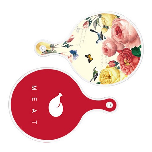 로엠디자인 서빙 원형 보드 도마 PrettyRoses 2p 세트, PrettyRoses, 미트레드, 1세트