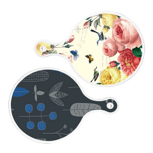 로엠디자인 서빙 원형 보드 도마 PrettyRoses 2p 세트, PrettyRoses, 감색나무라인, 1세트