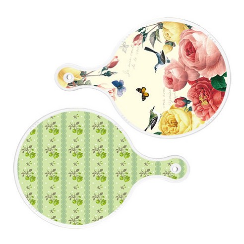 로엠디자인 서빙 원형 보드 도마 PrettyRoses 2p 세트, PrettyRoses, 그린로즈, 1세트