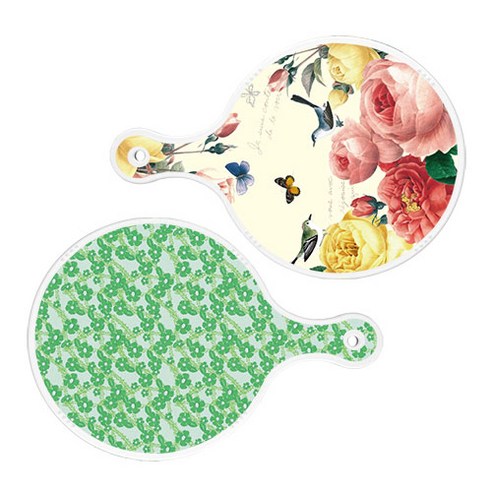 로엠디자인 서빙 원형 보드 도마 PrettyRoses 2p 세트, PrettyRoses, 그린봉선화, 1세트