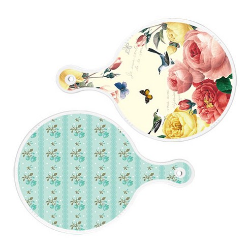 로엠디자인 서빙 원형 보드 도마 PrettyRoses 2p 세트, PrettyRoses, 옥색로즈, 1세트