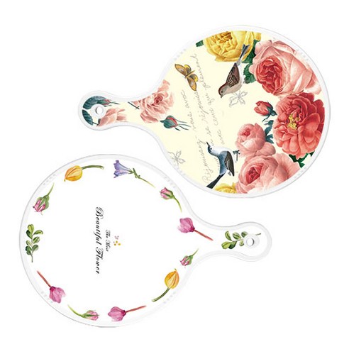 로엠디자인 서빙 원형 도마 보드 2p ParisRose 세트, ParisRose, 로맨틱패턴플라워라인, 1세트
