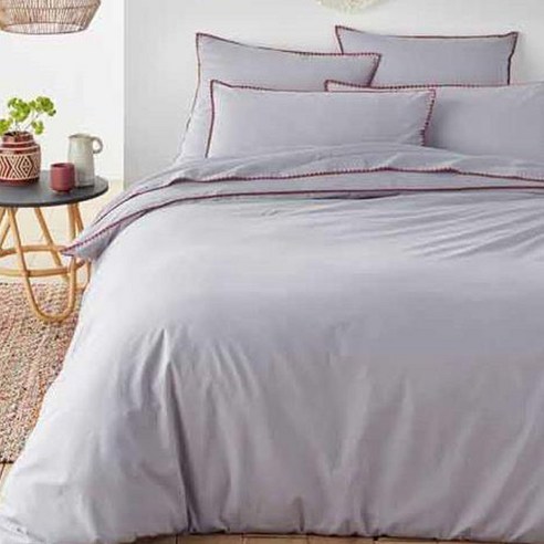 라흐두뜨 단색 자수 순면 이불커버 F696636, grey + terracotta