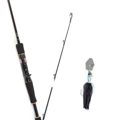 원다 아발론 베이트 루어낚싯대 632M + 다미끼 스커트베이트 트램블 지그 14.2g, 05 BLACK BASS