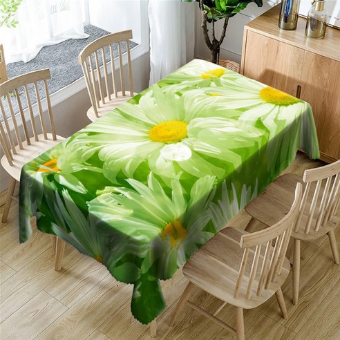 이코디 프린트 아웃 테이블보, 그린데이지, 153 x 214 cm