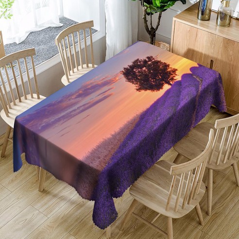 이코디 프린트 아웃 테이블보, 라벤더, 153 x 300 cm