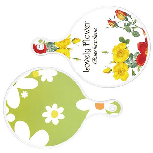 로엠디자인 서빙 도마 2p Lovely Flower 원형 보드 세트, Lovely Flower 원형, floral design 하얀 개나리 원형, 1세트
