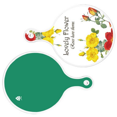 로엠디자인 서빙 도마 2p Lovely Flower 원형 보드 세트, Lovely Flower 원형, 그린 원형, 1세트