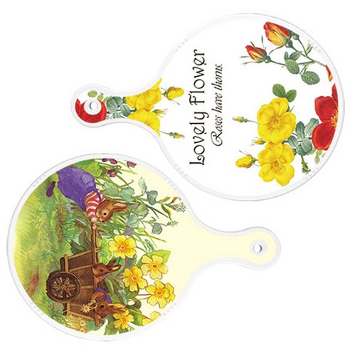 로엠디자인 서빙 도마 2p Lovely Flower 원형 보드 세트, Lovely Flower 원형, 카사 로메오 화단 원형, 1세트