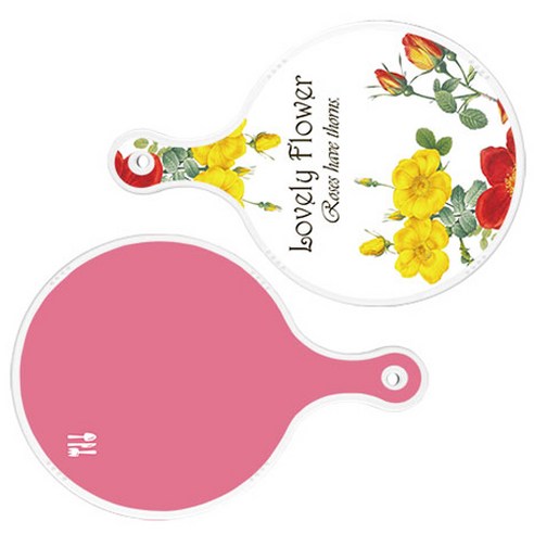 로엠디자인 서빙 도마 2p Lovely Flower 원형 보드 세트, Lovely Flower 원형, 핑크 원형, 1세트