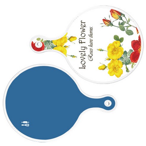 로엠디자인 서빙 도마 2p Lovely Flower 원형 보드 세트, Lovely Flower 원형, 다크 블루 원형, 1세트