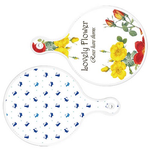 로엠디자인 서빙 도마 2p Lovely Flower 원형 보드 세트, Lovely Flower 원형, 펭귄 원형, 1세트