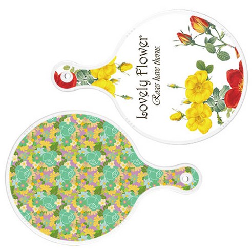 로엠디자인 서빙 도마 2p Lovely Flower 원형 보드 세트, Lovely Flower 원형, 청록 장미 넝쿨 원형, 1세트