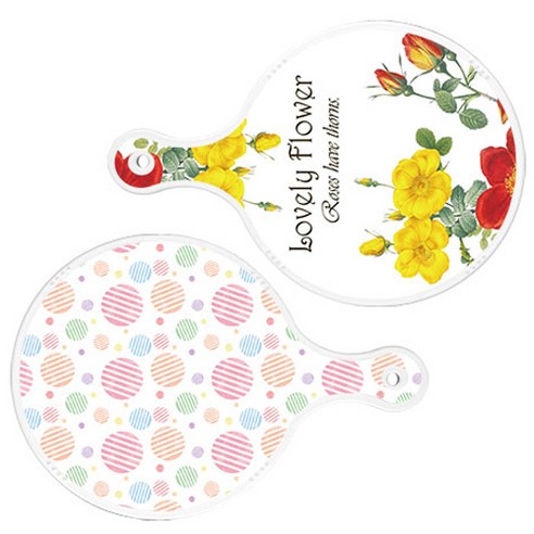 로엠디자인 서빙 도마 2p Lovely Flower 원형 보드 세트, Lovely Flower 원형, 라인 원형 원형, 1세트