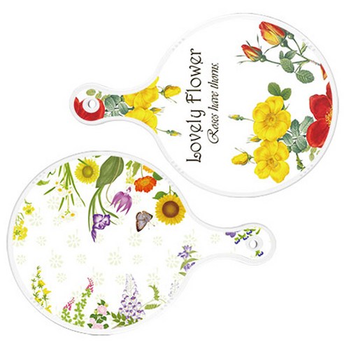 로엠디자인 서빙 도마 2p Lovely Flower 원형 보드 세트, Lovely Flower 원형, 화단 원형, 1세트