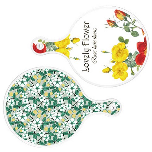 로엠디자인 서빙 도마 2p Lovely Flower 원형 보드 세트, Lovely Flower 원형, 플라워 회색 원형, 1세트