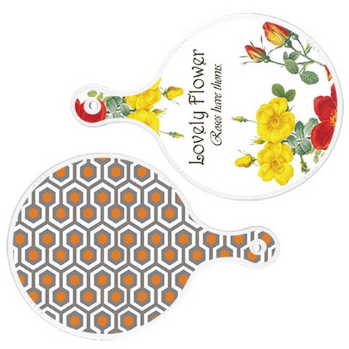 로엠디자인 서빙 도마 2p Lovely Flower 원형 보드 세트, Lovely Flower 원형, 샤이닝 패턴 원형, 1세트