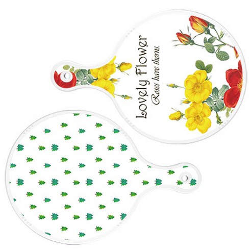 로엠디자인 서빙 도마 2p Lovely Flower 원형 보드 세트, Lovely Flower 원형, 소나무 아트웍 원형, 1세트