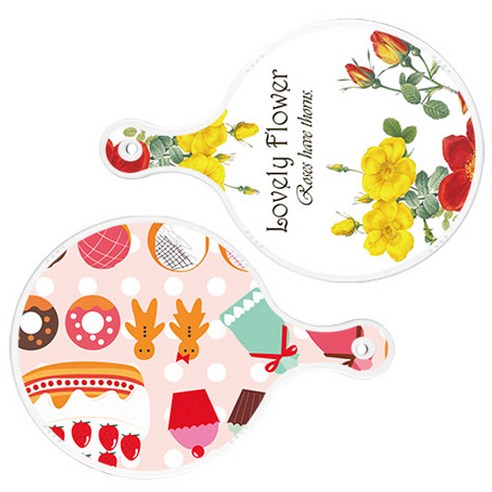 로엠디자인 서빙 도마 2p Lovely Flower 원형 보드 세트, Lovely Flower 원형, 꼬마 도넛 원형, 1세트