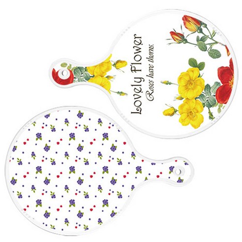 로엠디자인 서빙 도마 2p Lovely Flower 원형 보드 세트, Lovely Flower 원형, 블루베리 원형, 1세트