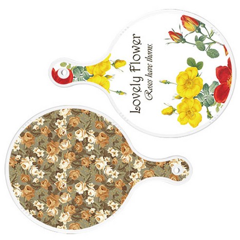 로엠디자인 서빙 도마 2p Lovely Flower 원형 보드 세트, Lovely Flower 원형, 토색 플라워 원형, 1세트