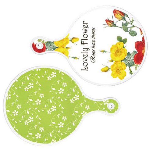 로엠디자인 서빙 도마 2p Lovely Flower 원형 보드 세트, Lovely Flower 원형, 라인 플라워 그린 원형, 1세트