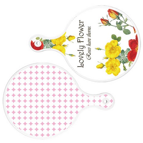 로엠디자인 서빙 도마 2p Lovely Flower 원형 보드 세트, Lovely Flower 원형, 원형 패턴 파스텔 핑크 원형, 1세트