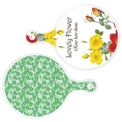 로엠디자인 서빙 도마 2p Lovely Flower 원형 보드 세트, Lovely Flower 원형, 그린 봉선화 원형, 1세트