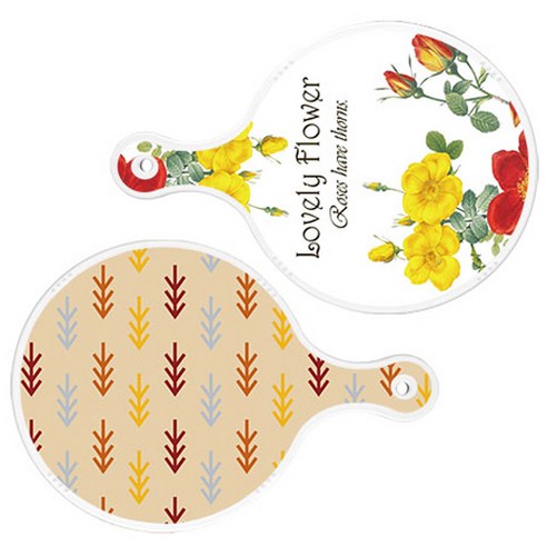 로엠디자인 서빙 도마 2p Lovely Flower 원형 보드 세트, Lovely Flower 원형, 소나무 두목색 원형, 1세트
