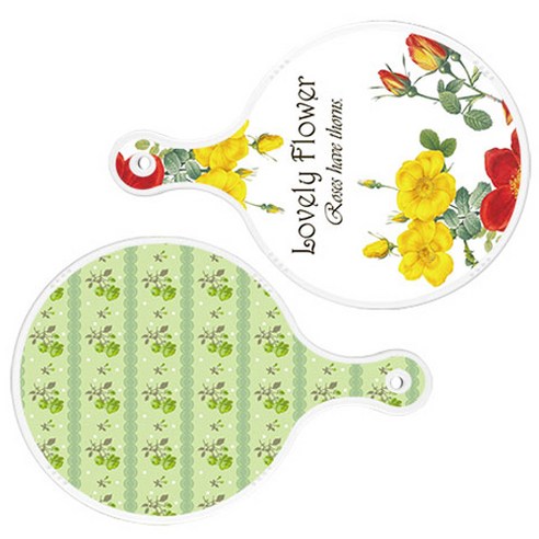 로엠디자인 서빙 도마 2p Lovely Flower 원형 보드 세트, Lovely Flower 원형, 그린 로즈 원형, 1세트