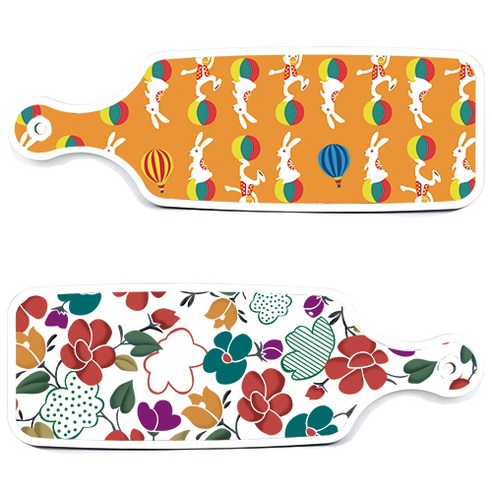 로엠디자인 floral 목련 혼합보드 서빙 도마 2p 세트, floral 목련 혼합보드, 토끼2보드, 1세트