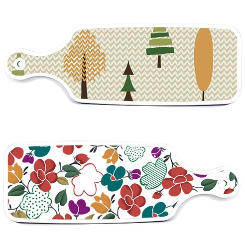 로엠디자인 floral 목련 혼합보드 서빙 도마 2p 세트, floral 목련 혼합보드, 숲패턴2보드, 1세트