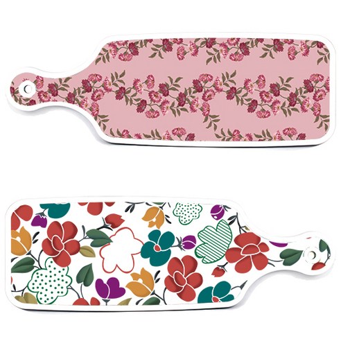 로엠디자인 floral 목련 혼합보드 서빙 도마 2p 세트, floral 목련 혼합보드, 체리플라워보드, 1세트