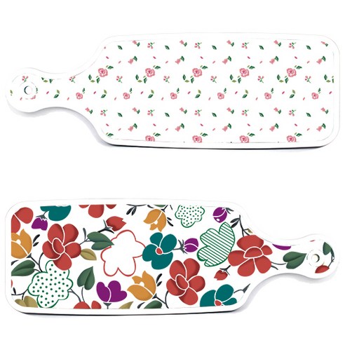 로엠디자인 floral 목련 혼합보드 서빙 도마 2p 세트, floral 목련 혼합보드, 적자색장미화이트보드, 1세트