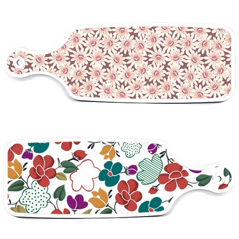 로엠디자인 floral 목련 혼합보드 서빙 도마 2p 세트, floral 목련 혼합보드, 자색플라워패턴보드, 1세트
