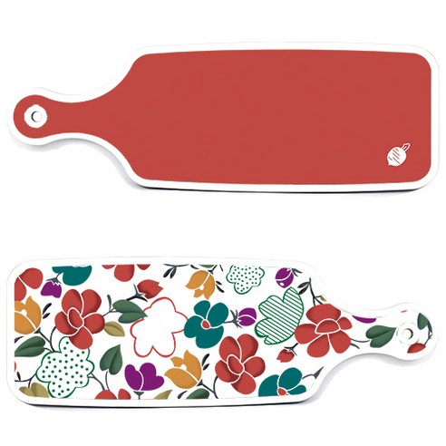 로엠디자인 floral 목련 혼합보드 서빙 도마 2p 세트, floral 목련 혼합보드, 레드보드, 1세트