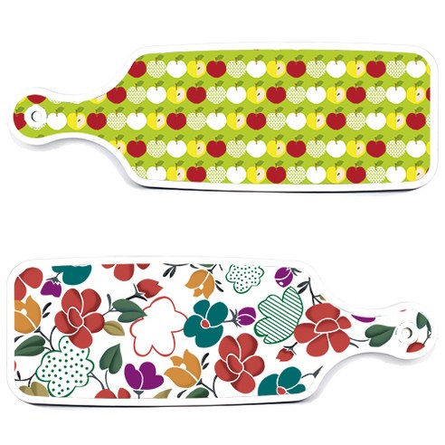 로엠디자인 floral 목련 혼합보드 서빙 도마 2p 세트, floral 목련 혼합보드, 애플연두보드, 1세트