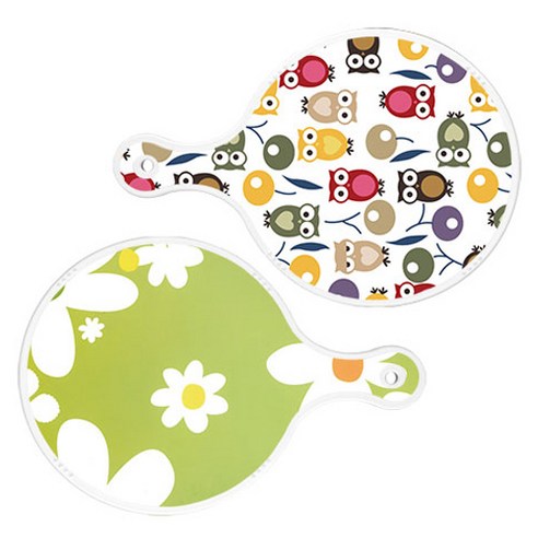 로엠디자인 서빙 원형 도마 보드 2p 부엉이 세트, 부엉이, floral design하얀개나리, 1세트