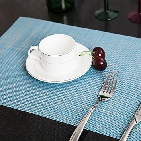블럭마트 테이블 식탁매트 10p, 블루, 45 x 30 cm