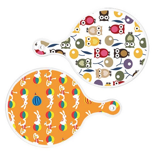 로엠디자인 서빙 원형 도마 보드 2p 부엉이 세트, 부엉이, 토끼2, 1세트