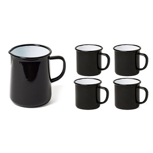 팔콘 저그 586ml + 머그 350ml x 4p 주스 세트, 블랙, 1개