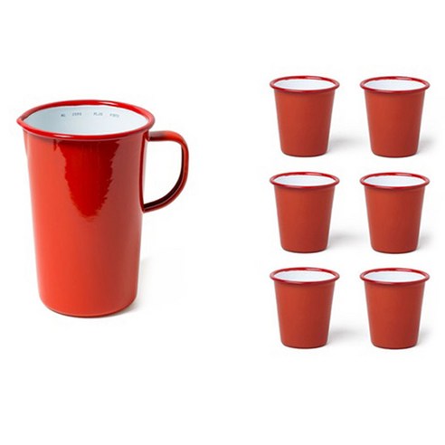 팔콘 저그 1.137L + 머그 310ml x 6p 주스 세트 B, 레드, 1개