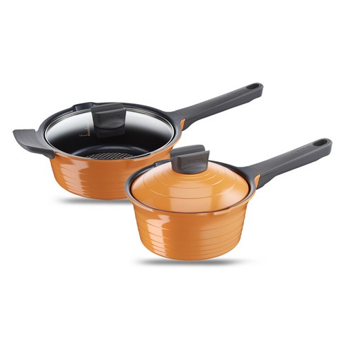 테팔 세라믹 뉴팟라인 냄비 세트 2개, 혼합 색상, 라면냄비 18cm + 멀티냄비 22cm