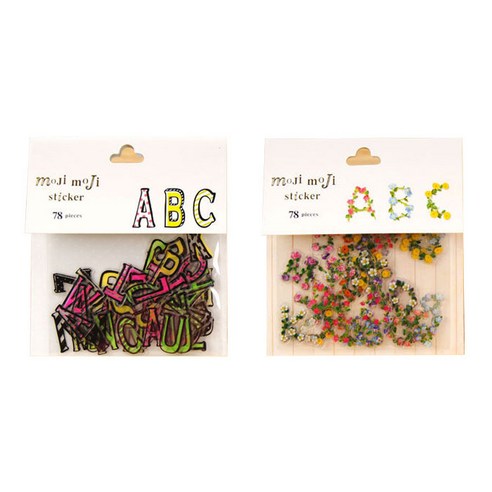 라이프포인트 알파벳 숫자 키치알파벳 DIY 스티커팩 2p 세트, 07 키치알파벳, 10 꽃알파벳, 1세트